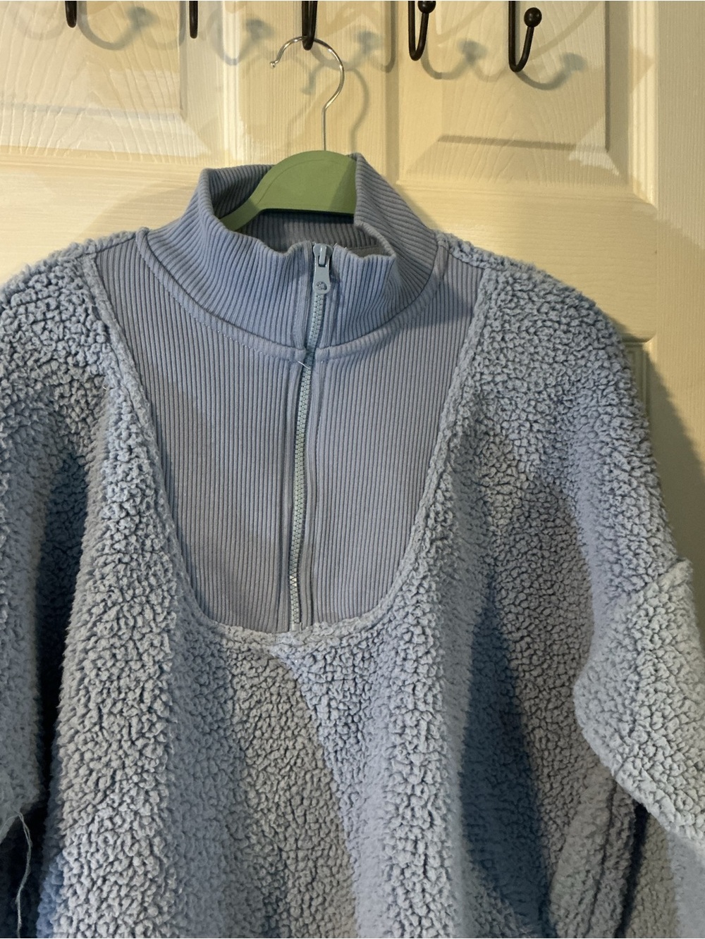 aerie Light Blue Sherpa Quarter-Zip Pullover